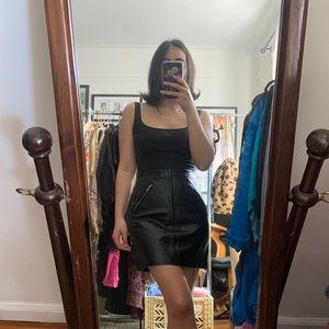 Maje Black Leather Skirt